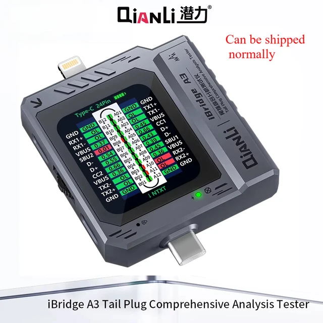 Detektor wtyczki telefonu komórkowego QIANLI iBridge A3 Obsługa urządzeń z interfejsem Lightning i Type-C dla IPhone HUAWEI Samsung XM