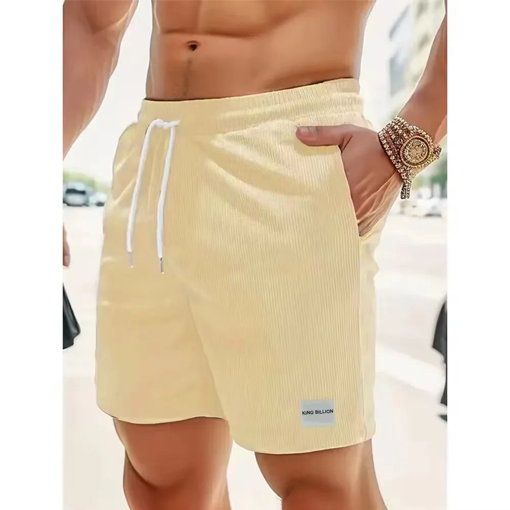 Men\'s Corduroy Shorts Labeled Summer Beach Short Pants Men Baggy Loose Basketball Shorts Casual Sweatpants Male