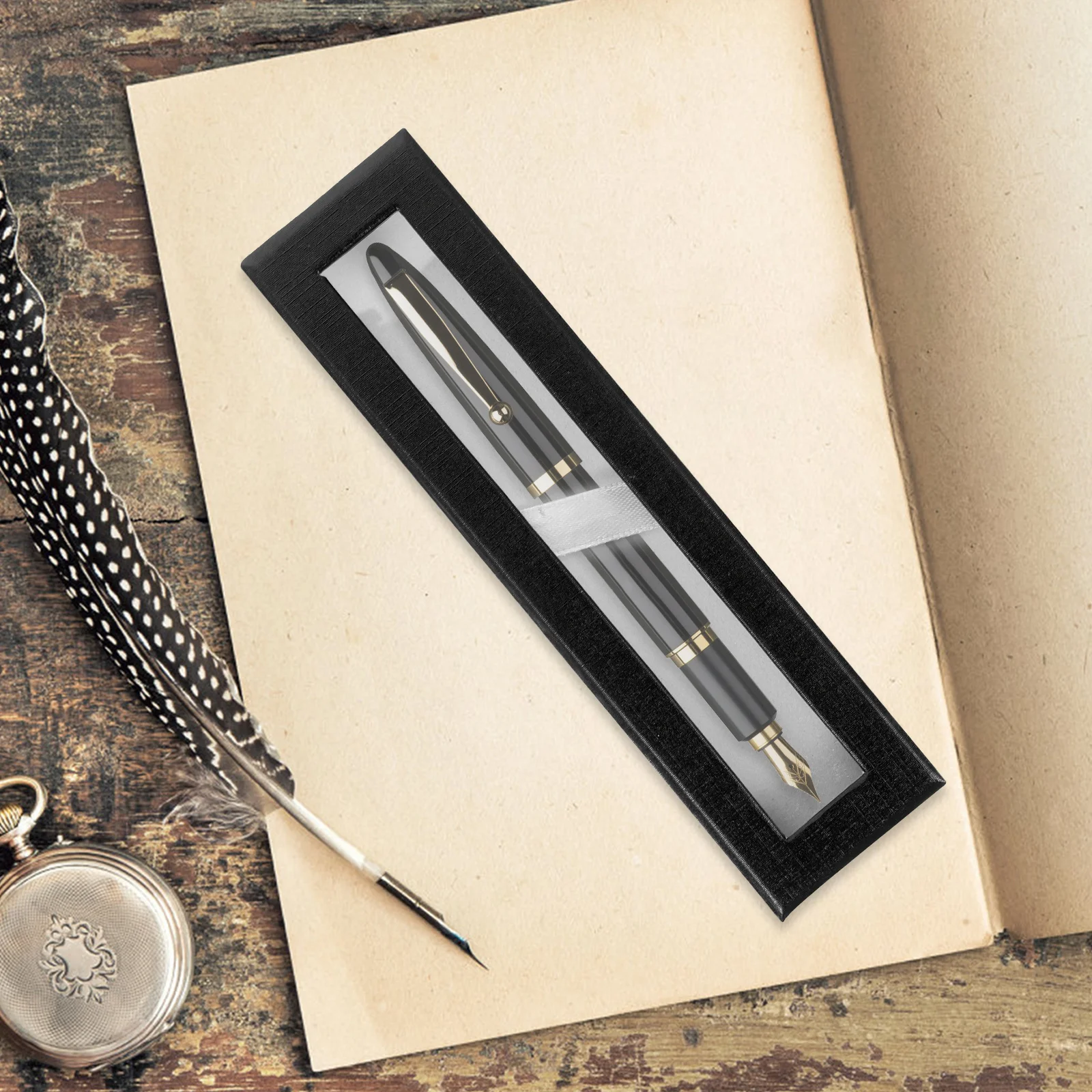 

5Pcs Paper Pen Case Gift Box Clear Window Empty Pen Organizer Pencil Holder Portable Storage Display Box Suitable for School