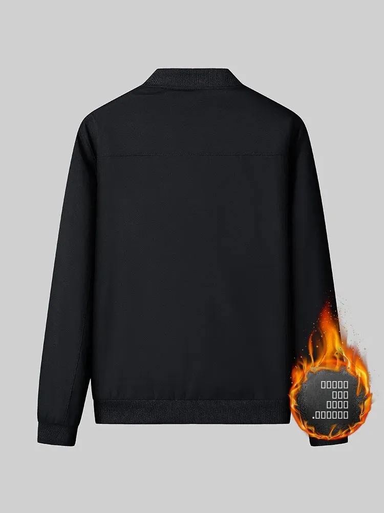 الرجال البيسبول طوق Jaet Thiened Fce فضفاضة تناسب ملابس خارجية دافئة عادية Sle أربعة مواسم ألياف البوليستر سستة إغلاق #5