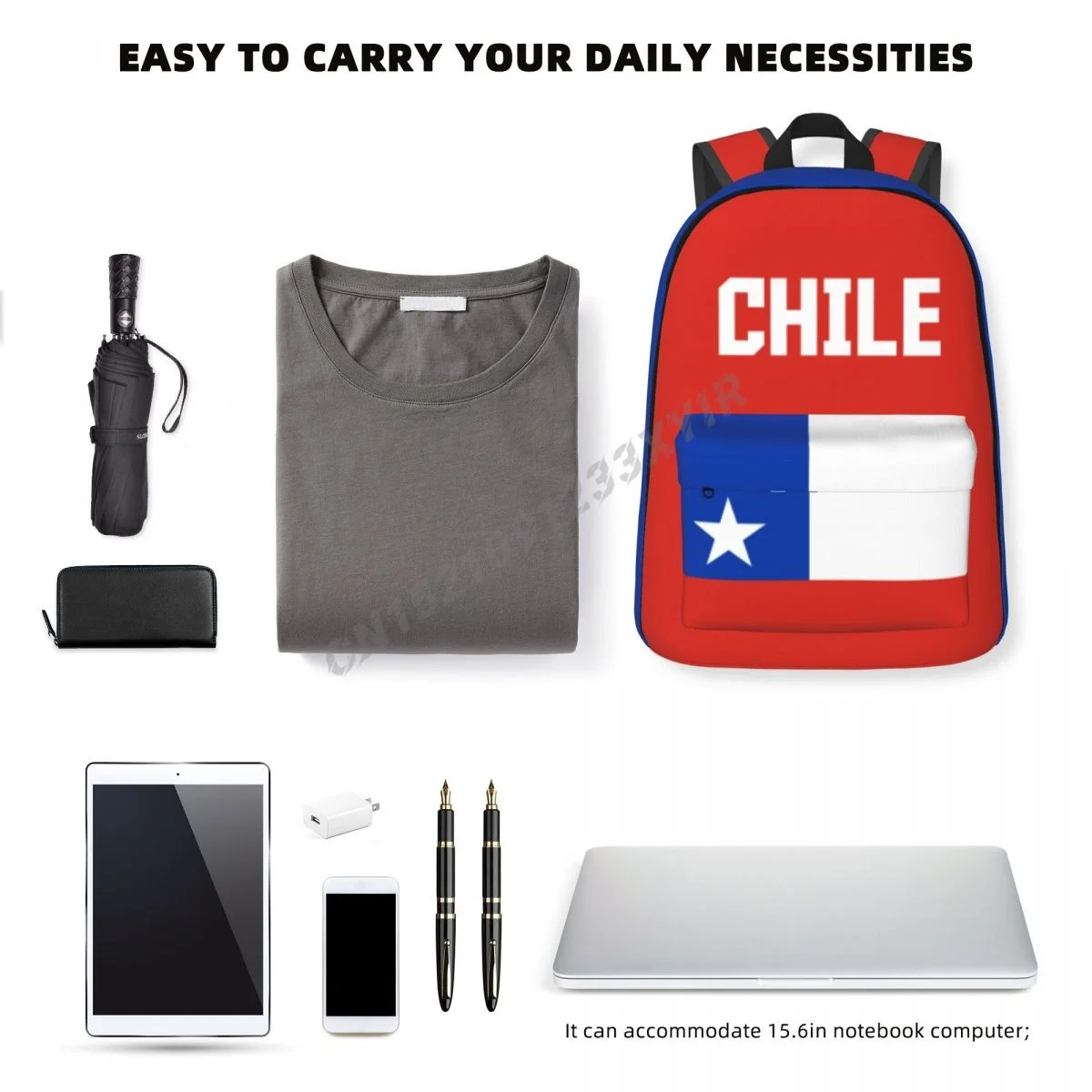 Unisex Backpack Chile Chilean Flag Stitch Schoolbag Messenger Bag Case Laptop Travel Bag Mochila Gift