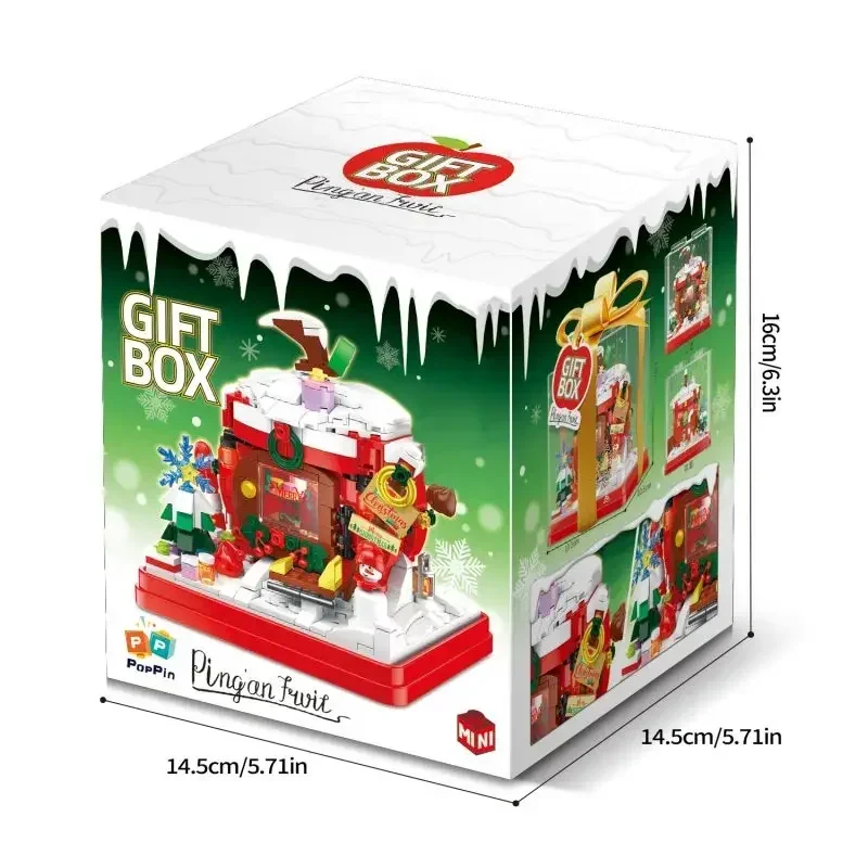 714PCS Christmas Eve Apple House Building Blocks Diy Creative Gift Box Model Assembly Bricks Desktop Decoration Kids Toys Gift