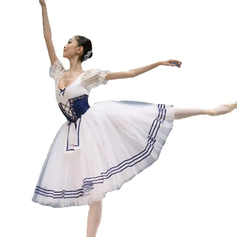 Classical Short Puff Sleeve Giselle Ballet Costume Adult Women Long Ballet Leotard Dress Professional Tutu Girls Ballet Clothes