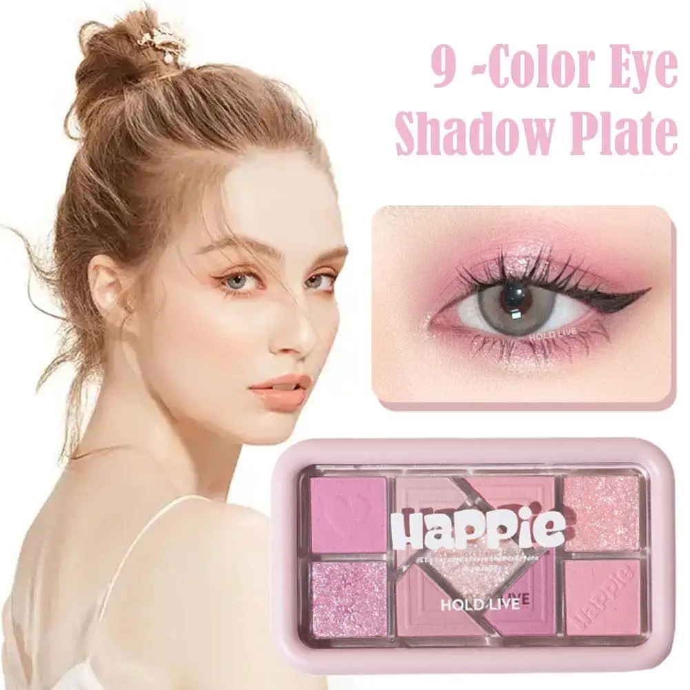 Neue Lidschatten-Palette 9 funkelnde natürliche Make-up Farbe Farbe Glitter glänzende Rose Lidschatten perlmutt rosa Boxen Schatten ey a0j4