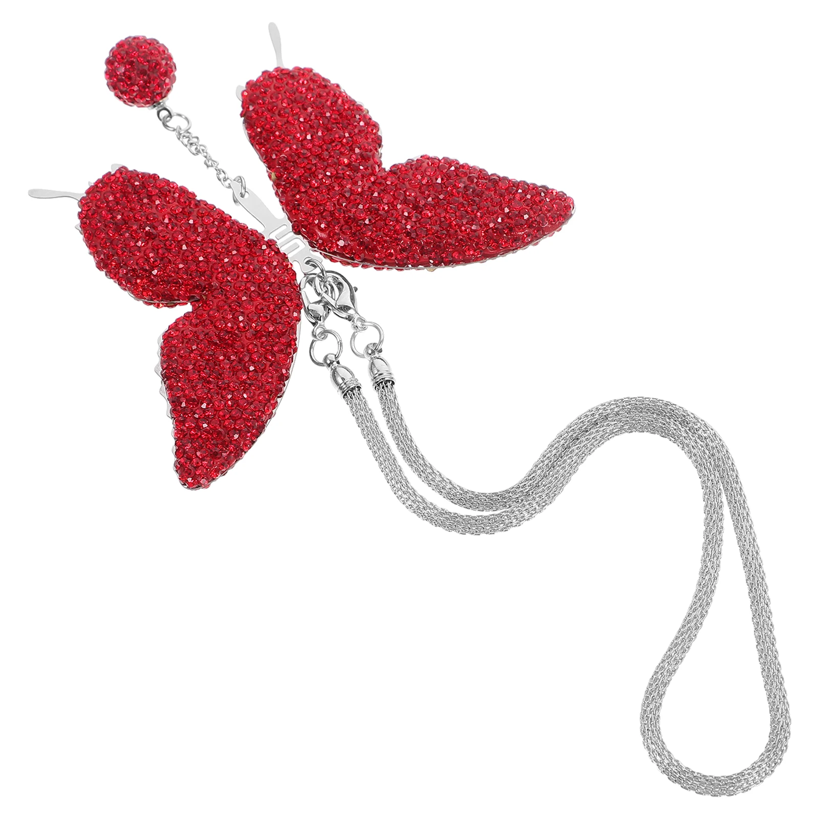 

Butterfly Pendant Rhinestone Stainless Steel Car Hanging Ornament Rearview Mirror Accessories Decorative Swing Charm