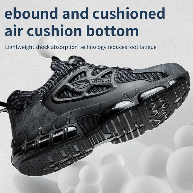 

2025safety Shoes For Men Steel Toe Anti-puncture Men's Work Shoes Slip Resistant Reinforced Sole Rotating Button Fashion Sneaker