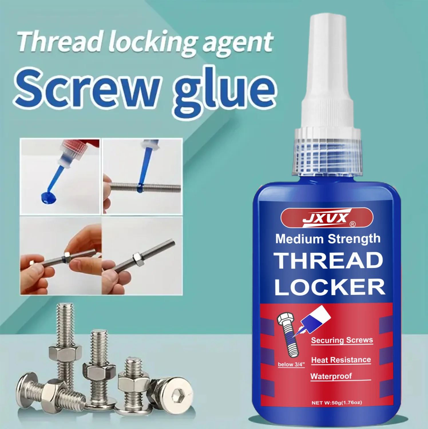 

50ml Threadlocker Blue Screw Glue Thread Locking Agent Anaerobic Glue Anti-Loose Leakproof Thread Locking Agent Glue - Secure Nuts, Bolts & Fasteners, Screw Preservative.