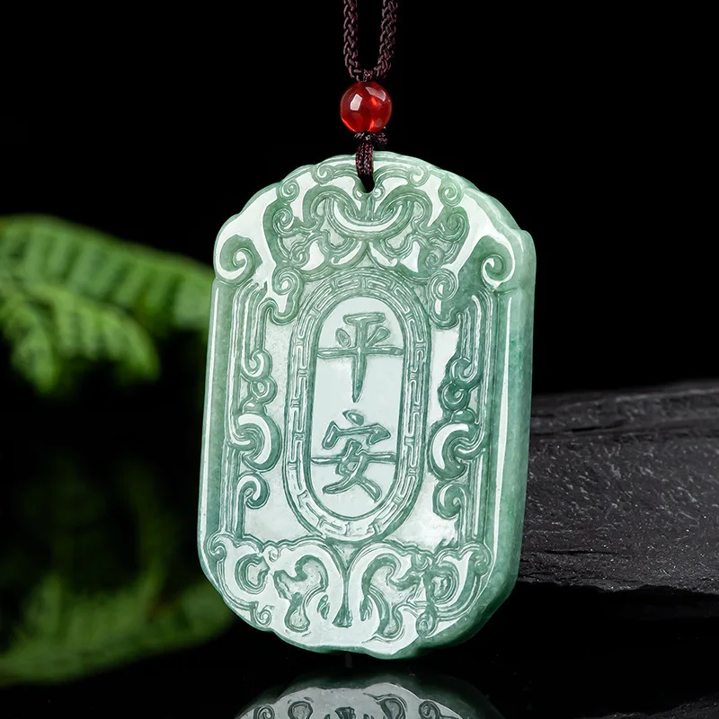 

Natural A Product Bean Green, Pendant Ice Pendant Men's Necklace Women's Fashion Jade Pendant Jewelry