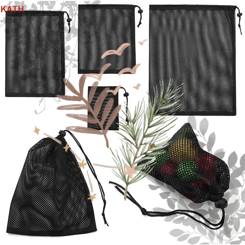 Mesh Drawstring Storage Bag Breathable Durable Fabric: 2Pcs Multi Purpose Home Travel Sports Gear Swim Supplies
