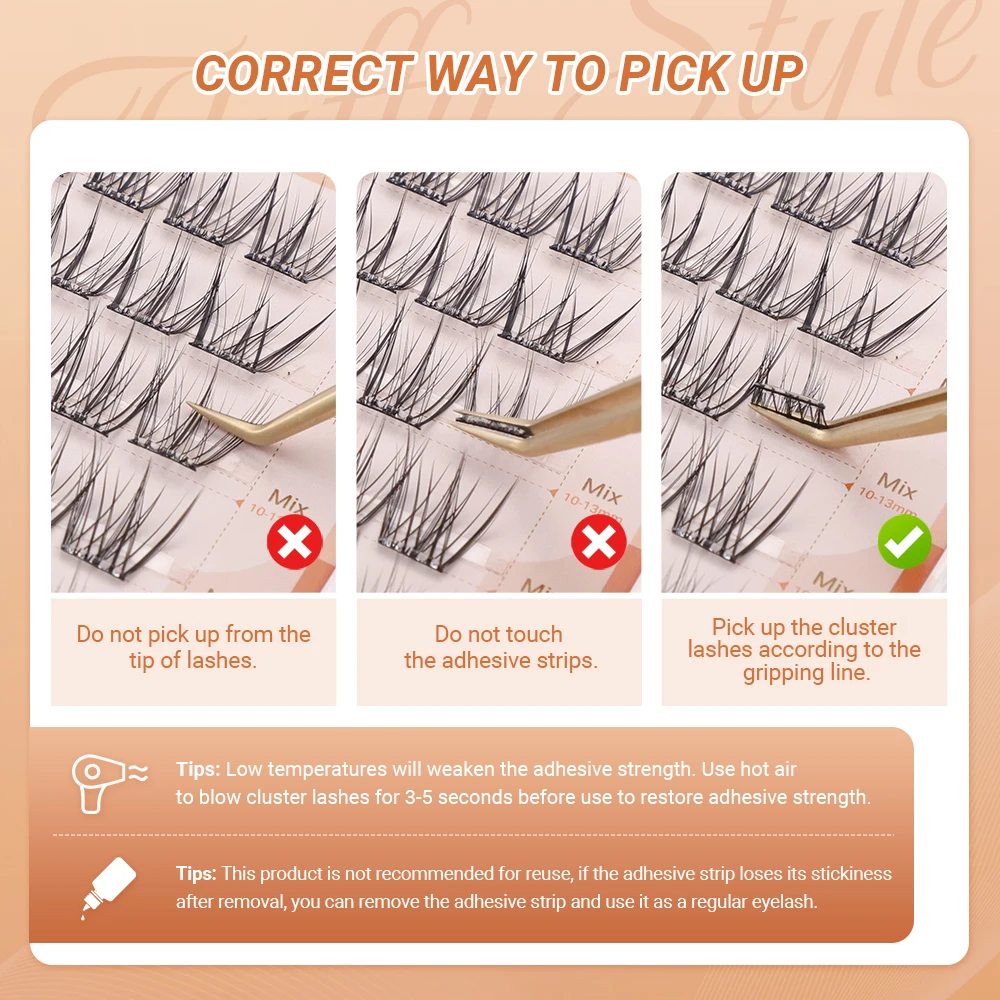 Lashtalk 1 caixa estilo fofo autoadesivo diy cílios anime clusters naturais 60 clusters sem cola e removedor precisa de imprensa de um passo