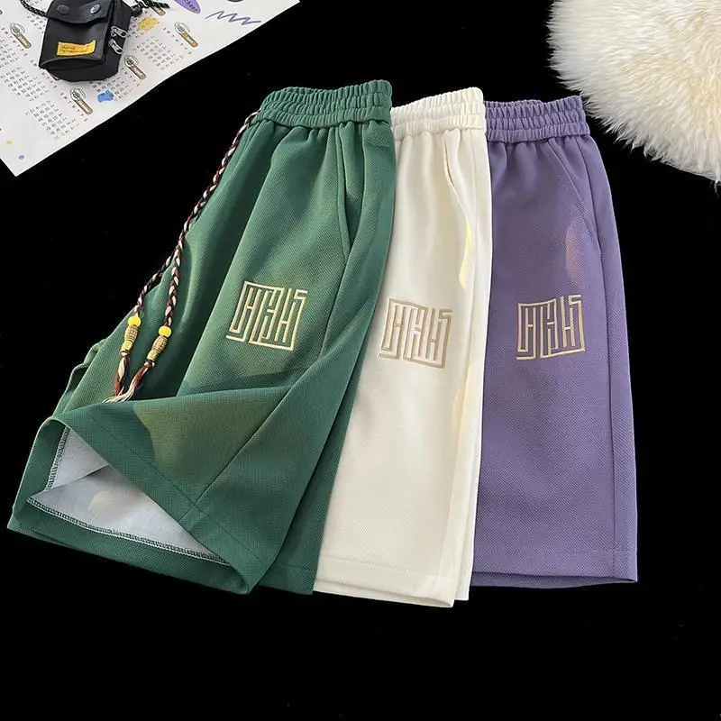 

2026 new style Tide casual shorts summer embroidery Chinese five-point pants tide brand 2025 new large size loose bear dopamine