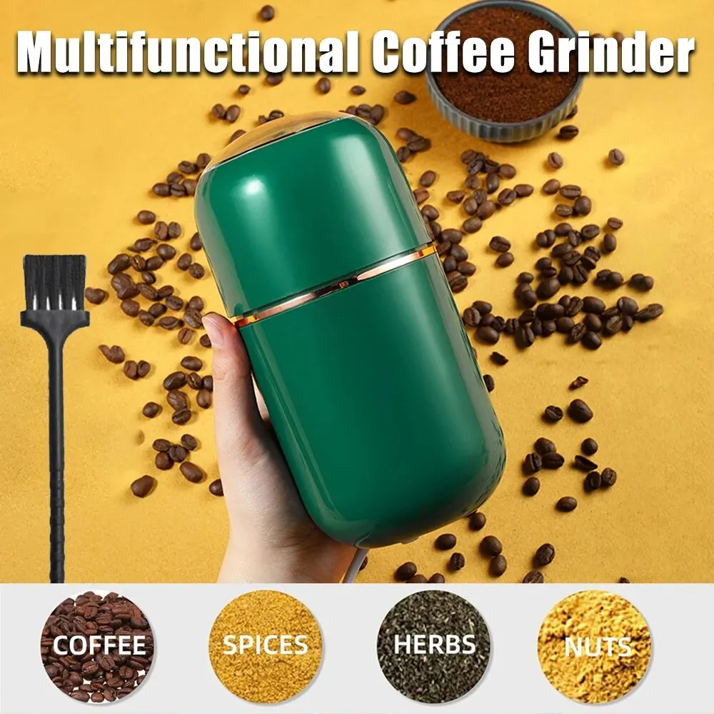 Multifunctional Coffee Grinder Electric, for Beans, Spices, Herbs, Grains and Nuts, With SUS304 Stainless Steel Blades, Green