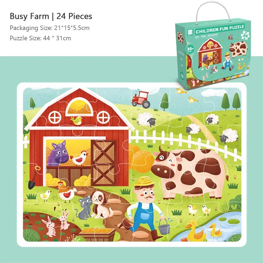 

Funny Cartoon Large Puzzle Gift Box 24/48/60pcs Multicolor Educational Puzzles Forest Animal Vehicle Beginner Advanced