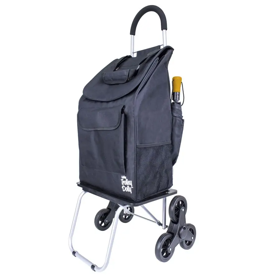 

Stair Climber Bigger Trolley Dolly, Black Grocery Shopping Foldable Cart Condo Apartment 44 Inch