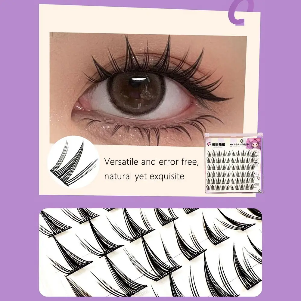 

3D Self-Adhesive Eyelashes with Jelly Glue Strips Glue Free False Eyelashes Anime Cosplay DIY Segmented False Eyelashes Wome