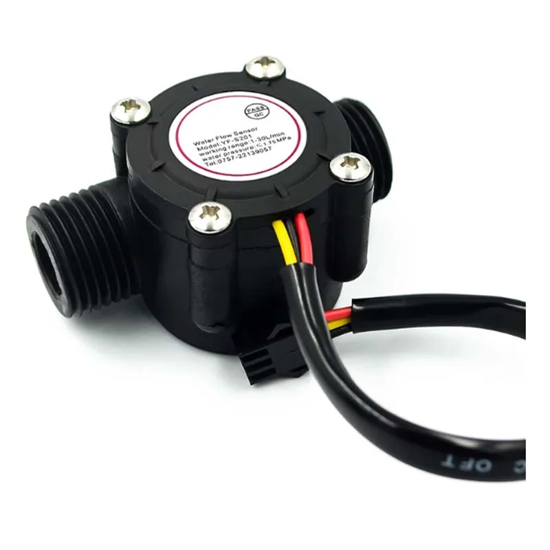 Sensor de fluxo de água dc 5-18v, sensor de fluxo hall, controle de água, fluxo líquido 1-30l/min 2.0mpa, interruptor do sensor YF-S201