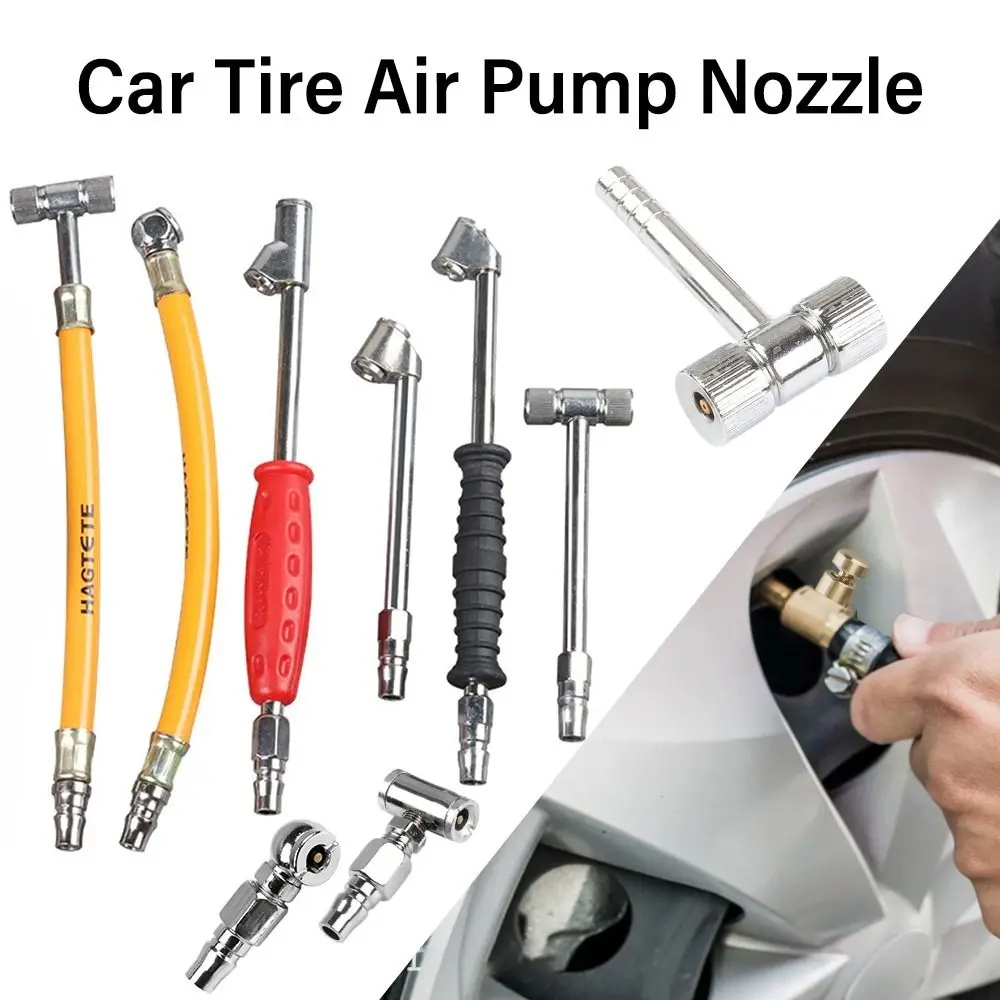 Car Tire Air Pump Nozzle Tire Air Inflator Hose Inflatable Pump Tube Adapter Dual Air Tire Chuck Head For Car/Bike/Motorcycle