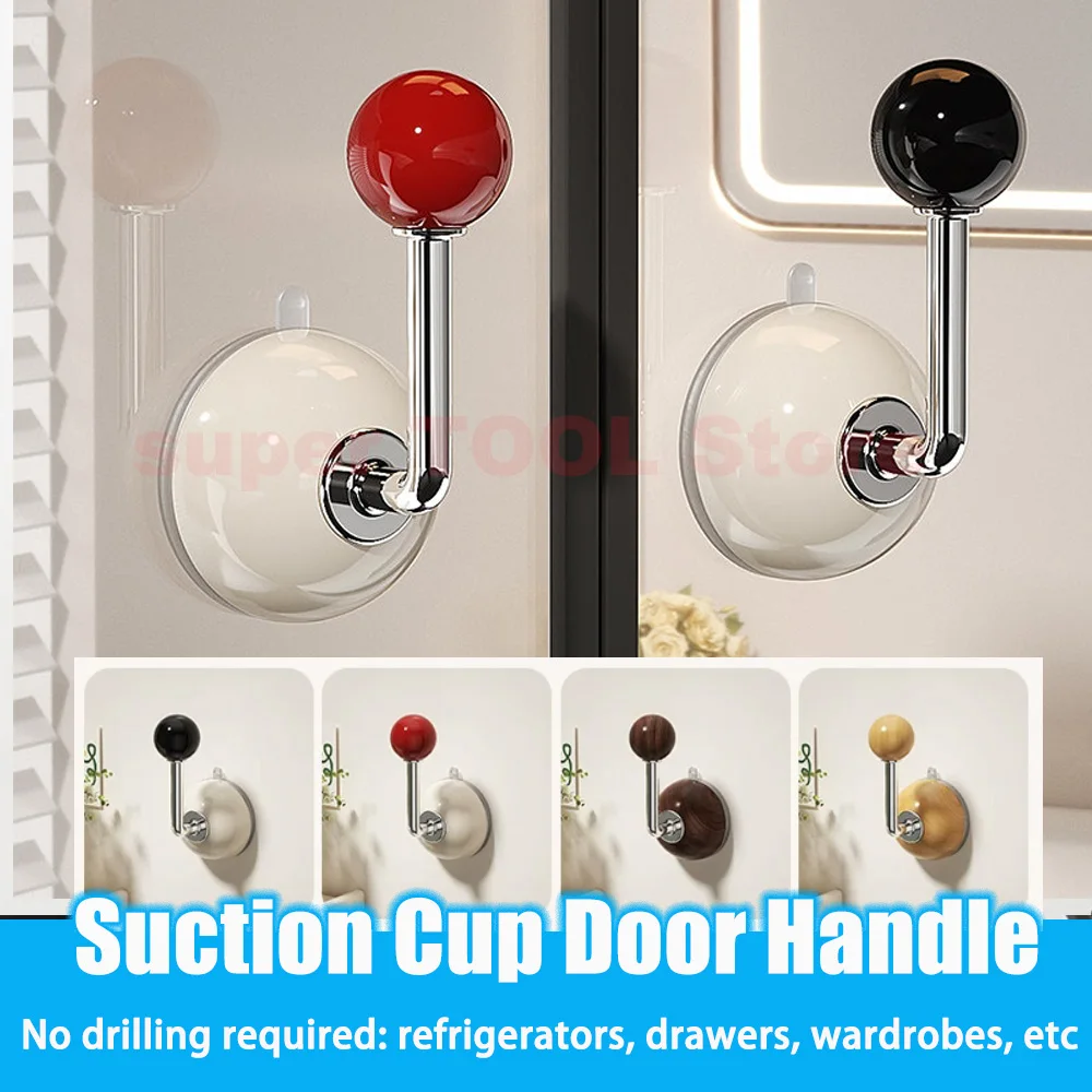 1Pc No Drill Suction Cup Door Handle Self Adhesive Drawer Pulls For Bathroom Sliding Door Refrigerator Cabinet Cupboard Wardrobe
