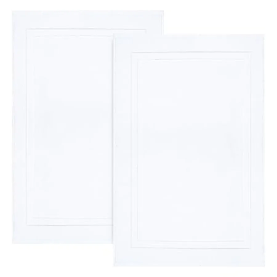 

Премиальные хлопковые коврики для ванной, набор из 2 штук, 34x22 дюйма, ультрамягкие, супервпитывающие, нескользящие, машинная стирка, белые [N]