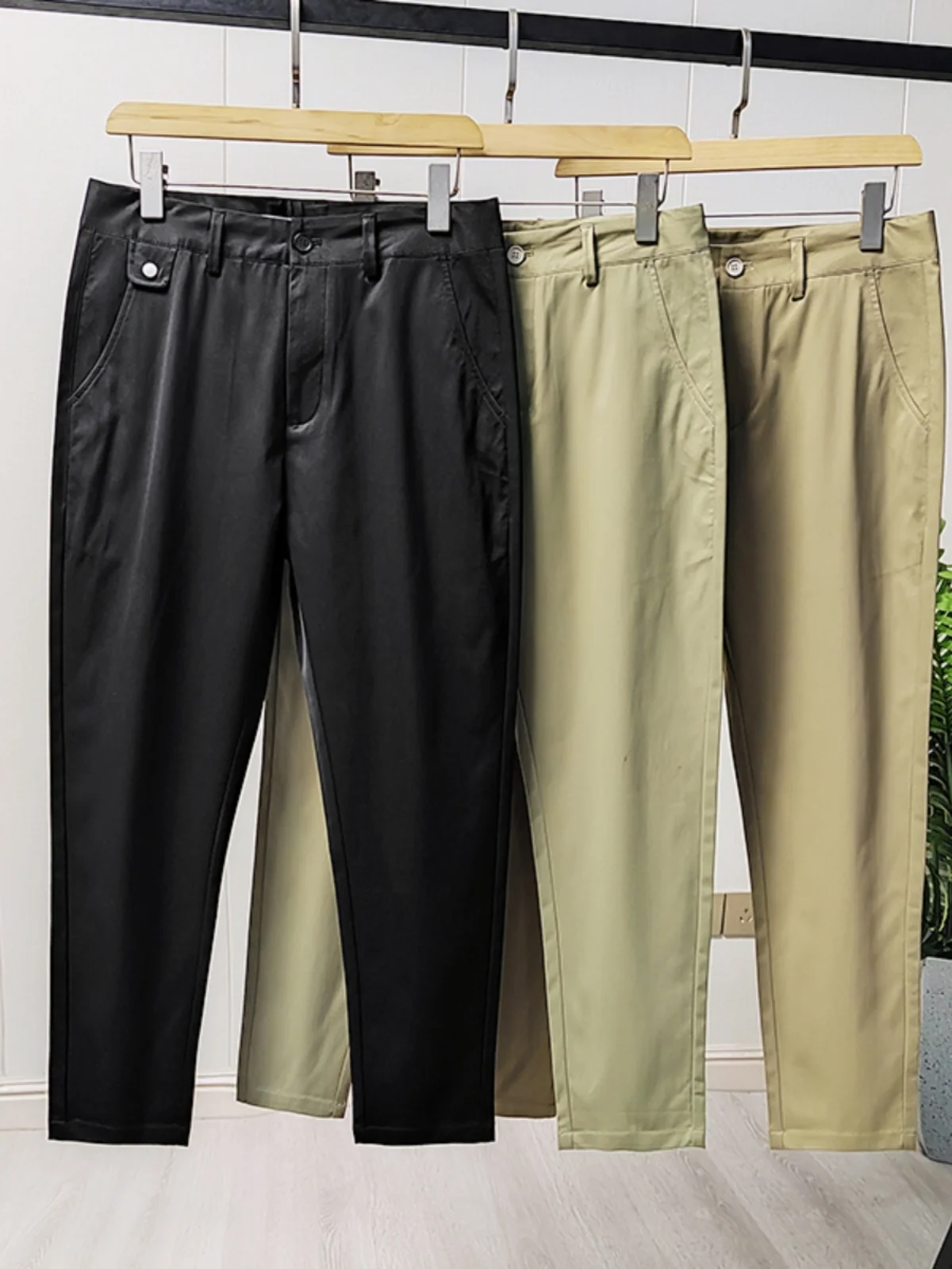 

High-End Reputation Straight Leg Casual Pants for Men Pure Color Versatile Commuter Fashionable Urban Style Long Trousers
