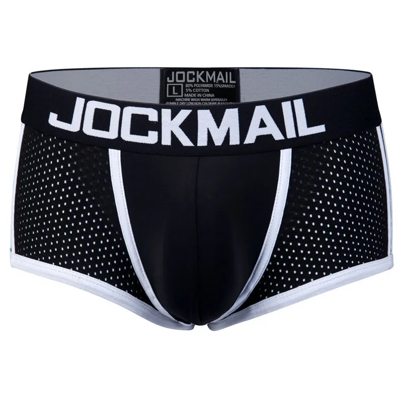

Jockmail Men's Panties Nylon Mesh Slippery Boxers Splicing Sexy Low Waist Man Undrewear Soft Sports Men's Shorts Gay Lingerie