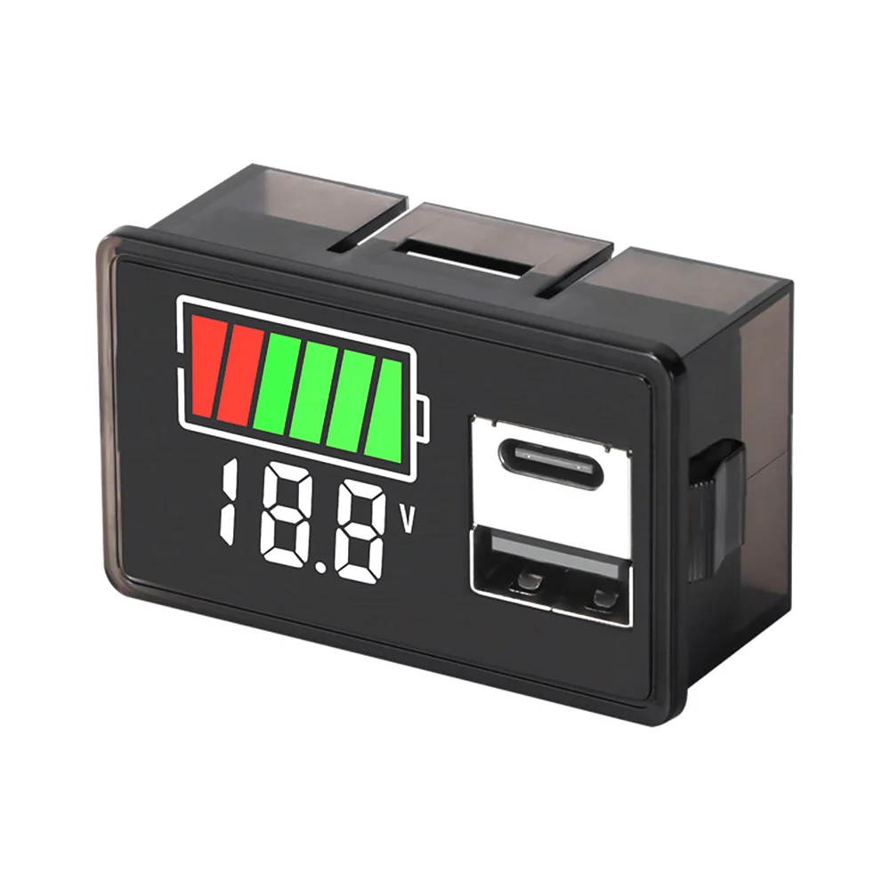 12V/24V/36V/48V/60V/72V USB Car Voltmeter Voltage Meter 3S-20S Lithium Battery Capacity Indicator Power Tester Li-ion Lead acid