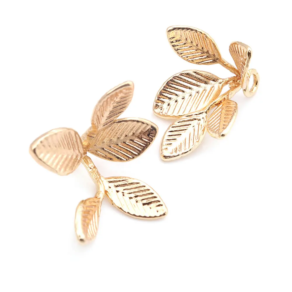 18K Gold Color Brass Tree Leaf Leaves Charms Pendants High Quality Diy Jewelry Making Necklace Earrings Accessories