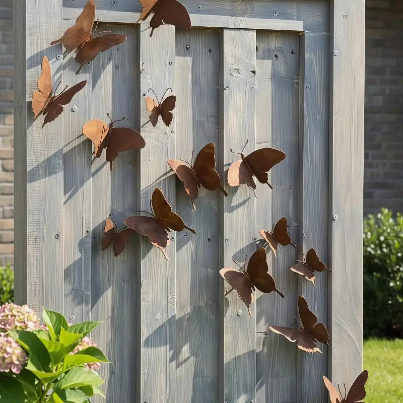 15 Pcs Retro Rustic Metal Butterfly Decorations Rusty Yard Art for Outdoor Garden Home Wall Fence Porch Decor
