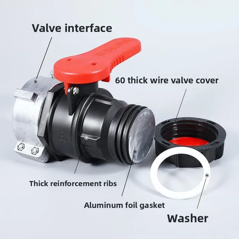 DN50 Ball Valve 1000L IBC Ton Bucket Plastic Aluminum Alloy Integrated Valve Fitting Butterfly Valve Set Bucket Switch Port