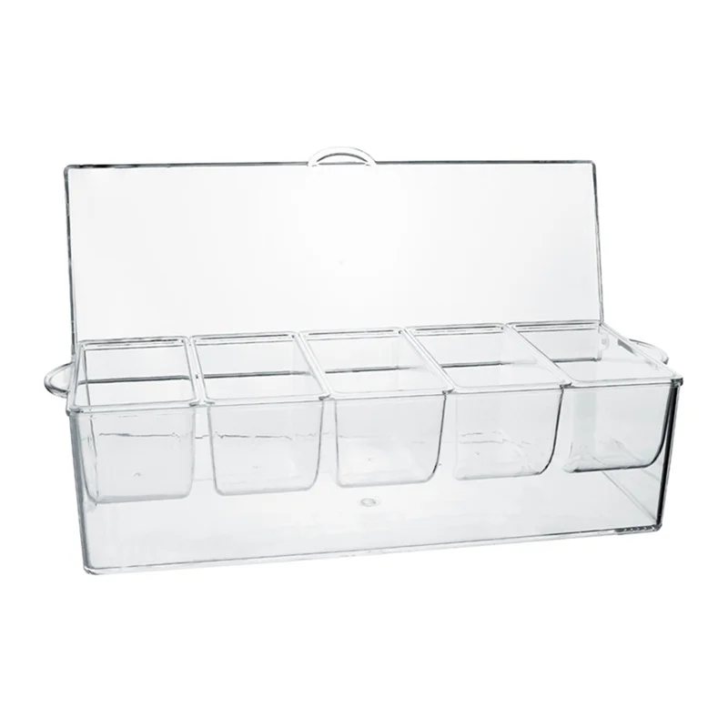 

Refrigerated Condiment Plate Picnic Fresh-Keeping Ice Box Five-Grid Split Fruit Plate-ABLI
