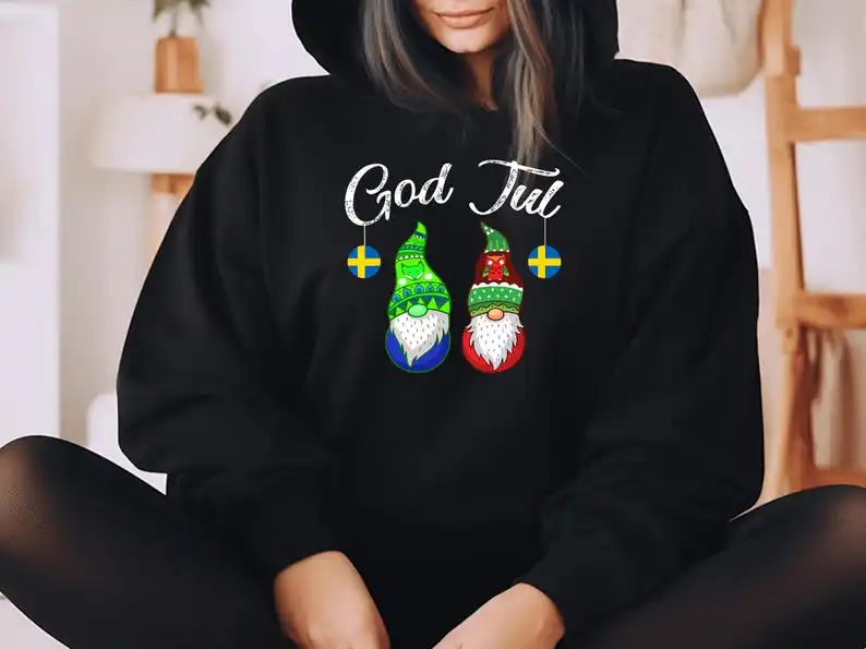 Ki God Jul Swedish Merry Christmas Sweden Gnome Costume T-Shirt, Sweatshirt, Hoodie