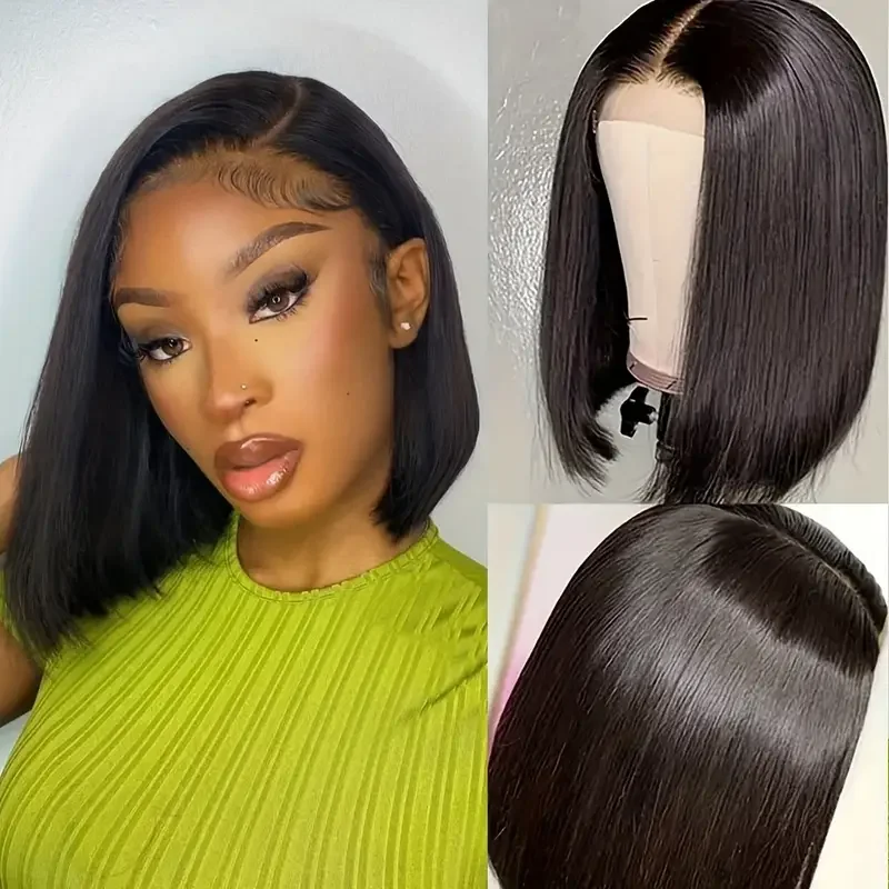 

Натуральный цветной парик из человеческих волос с прямой кружевной вставкой 13x4 HD, плотность 200, длина 8-14 дюймов, короткий боб, для чернокожих женщин.