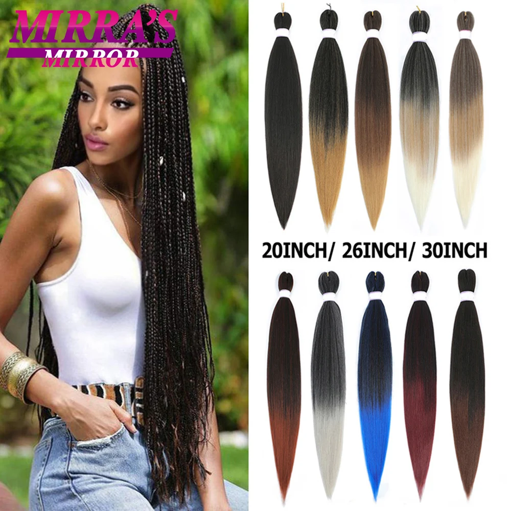 Vlechten Haar Voorgespannen Ombre Jumbo Vlechten Hair Extensions Yaki Rechte Synthetische Vlecht 1/3/6/8/10 Stuks Bulk Mirra 'S Spiegel