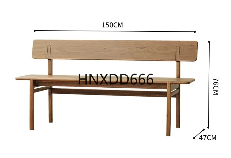 

Bench Japanese Backrest Integrated Bench Black Walnut Household Solid Wood Bench