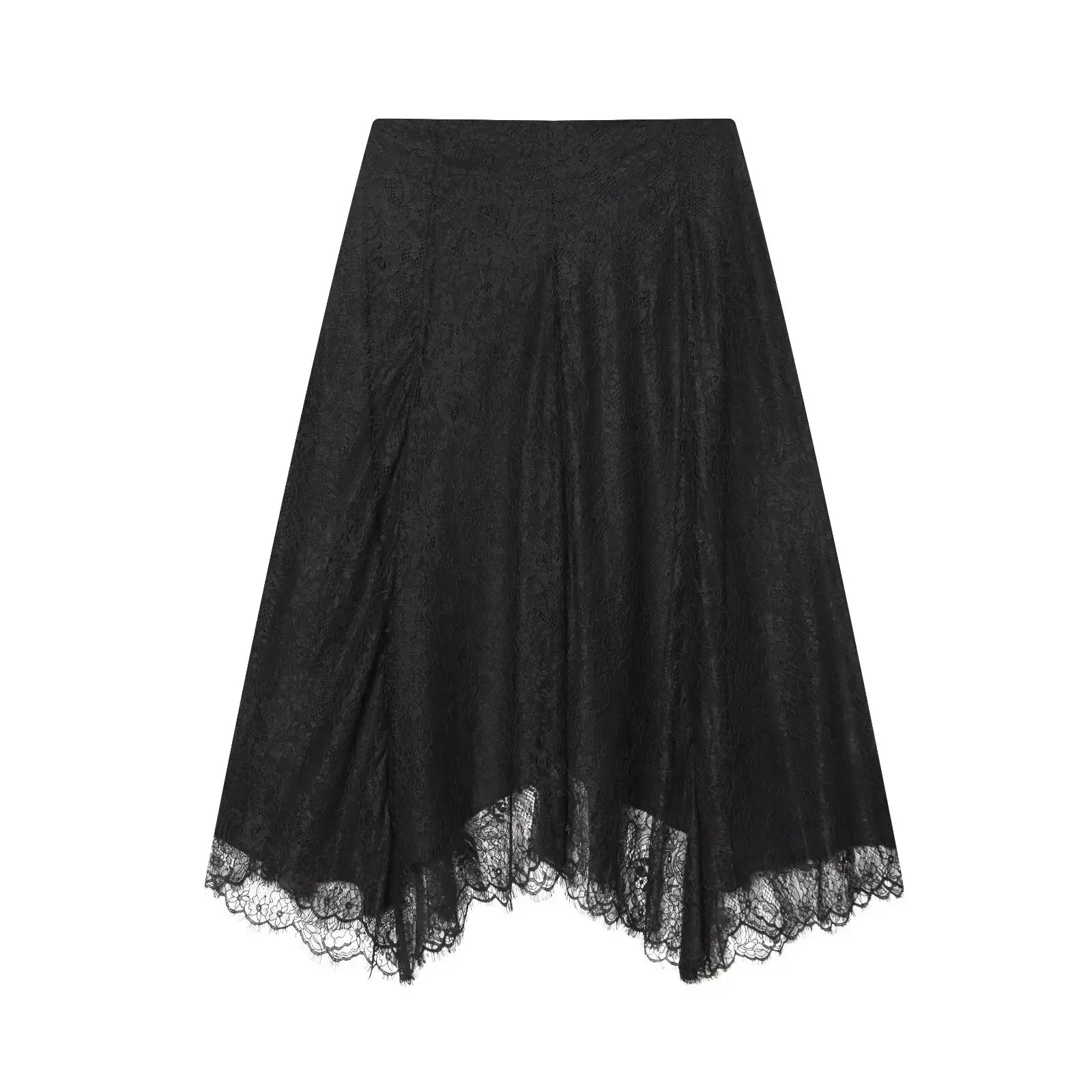 

European and American style 2025 women's popular fashion temperament versatile casual lace midi skirt