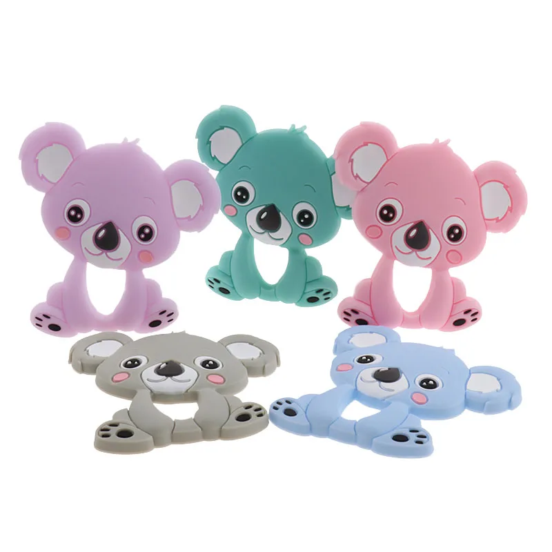 Single Animal Hug Bear Silicone Teethers For Baby Pendant Pacifier Chain Dinosaur Toddler Toys Teething Rings Mordedores Gifts