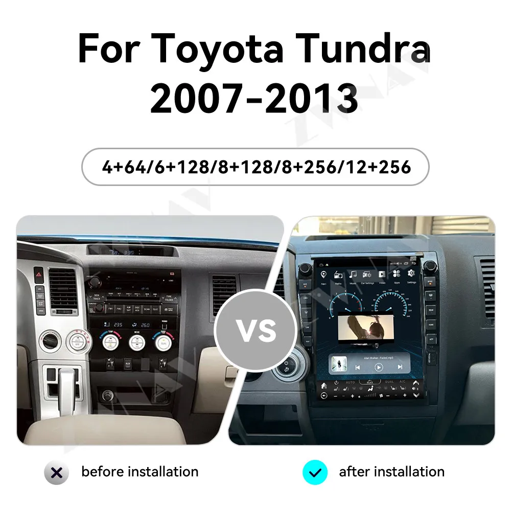 13 Inch T-Style For Toyota Tundra 2007-2013 Car Radio Android 13 Multimedia Vedio Carplay GPS Navigation Stereo DSP Head Unit