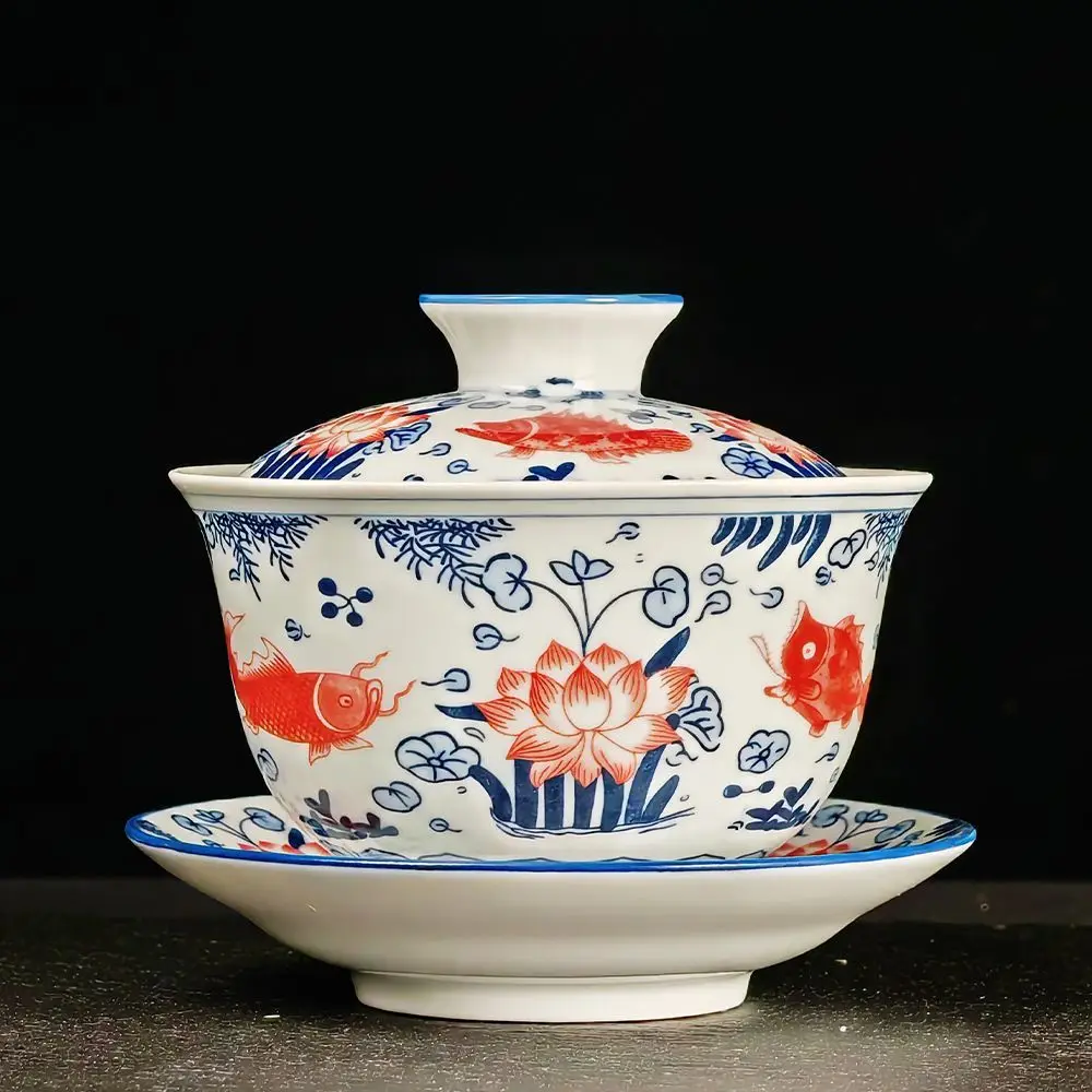 Jingdezhen-Blue and White Ceramic Teacups, Gaiwan, Household Tea Making Tureen, High End Tea Bowl, Teapot and Cups, Porcelain