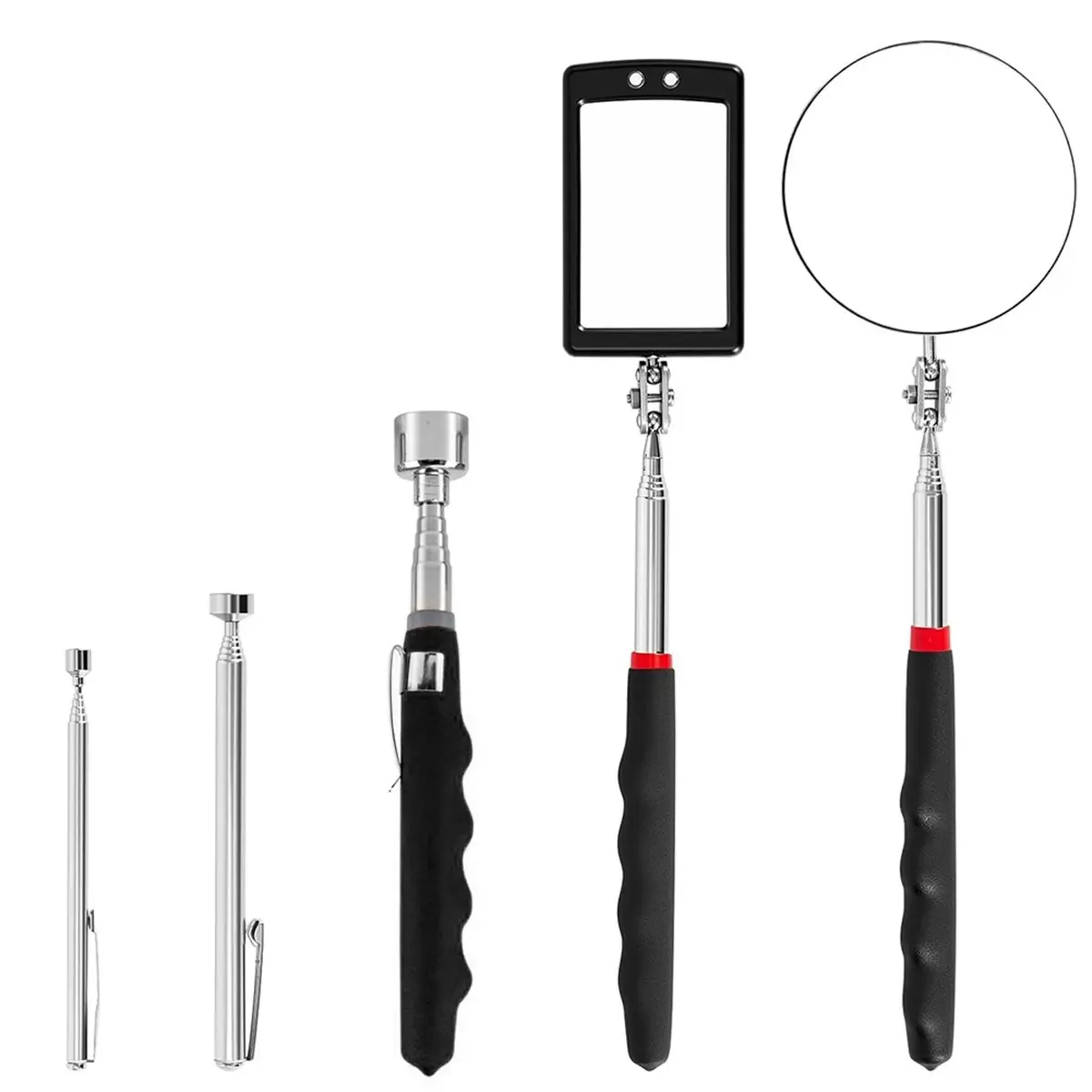 Y1133A J~Telescoping LED Inspection Mirror & Magnetic Pickup Tool Set - Ideal for Mechanics and Home Use
