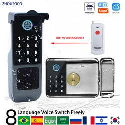 Fingerprint Lock Waterproof Tuya Wifi Remote Control Bluetooth TTLock App Card Digital Code Keyless Electronic Smart Door Lock