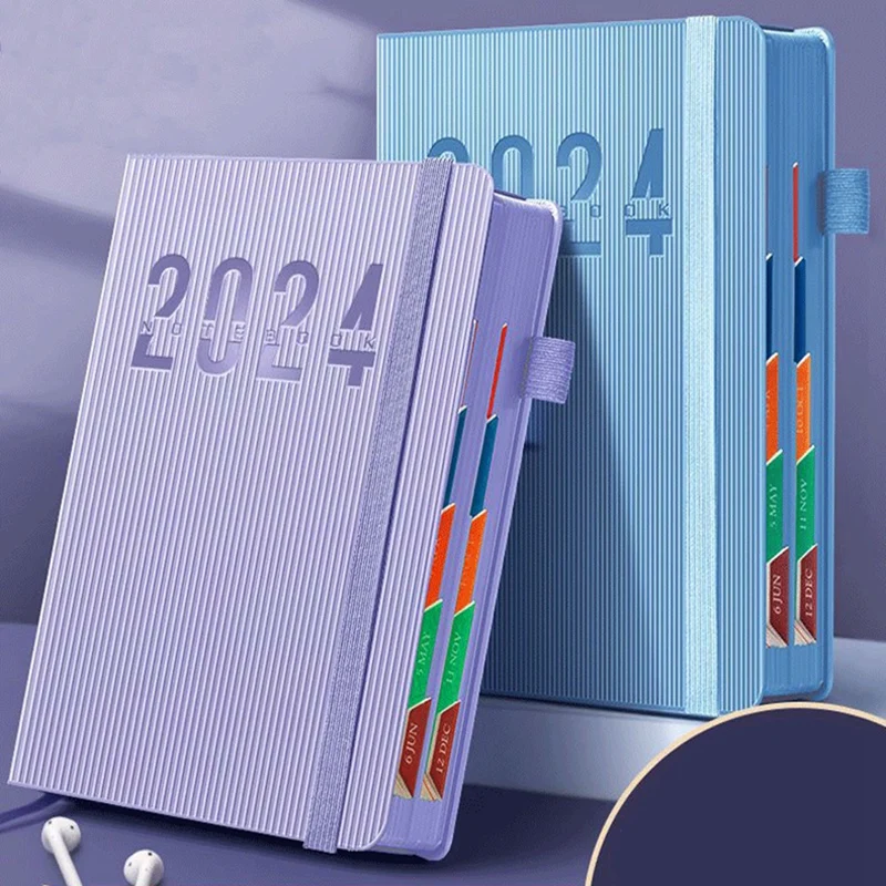 2024 Planning Notebook Plan Chinese Internal Page Notebook 365 Day Plan Calendar Schedule School Diary Book Easy To Use -Purple