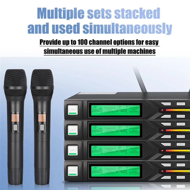 Handheld Portable Wireless Microphone System Mic UHF Long Range Dual Antenna For Karaoke Stage Performances AU Plug-TCES