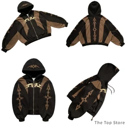 Harajuku Geometric Loose Pattern Casual Men Embroidery Splicing Gothic Y2k New Tops Youth Simple Daily Hoodies Women Sweatshirt