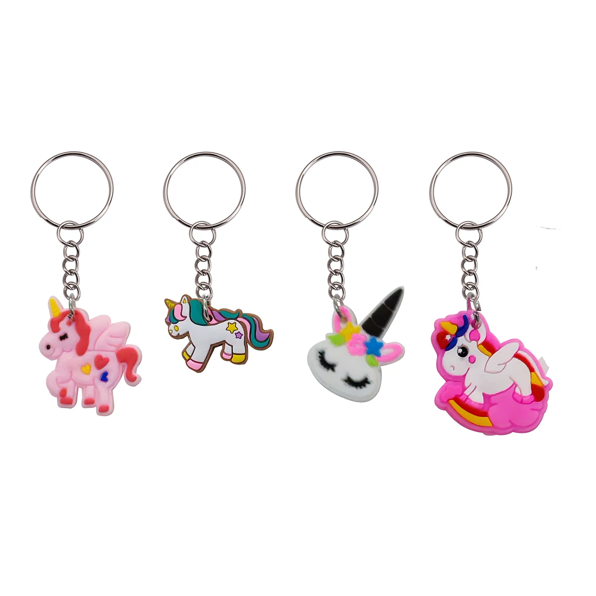 24 Stück niedlicher PVC-Einhorn-Schlüsselanhänger, Cartoon-Tier, Schlüsselanhänger, Ring, Tasche, Rucksack, Charm, Geburtstag, Party, Dekoration, Jungen und Mädchen, Geschenk – Detail 4