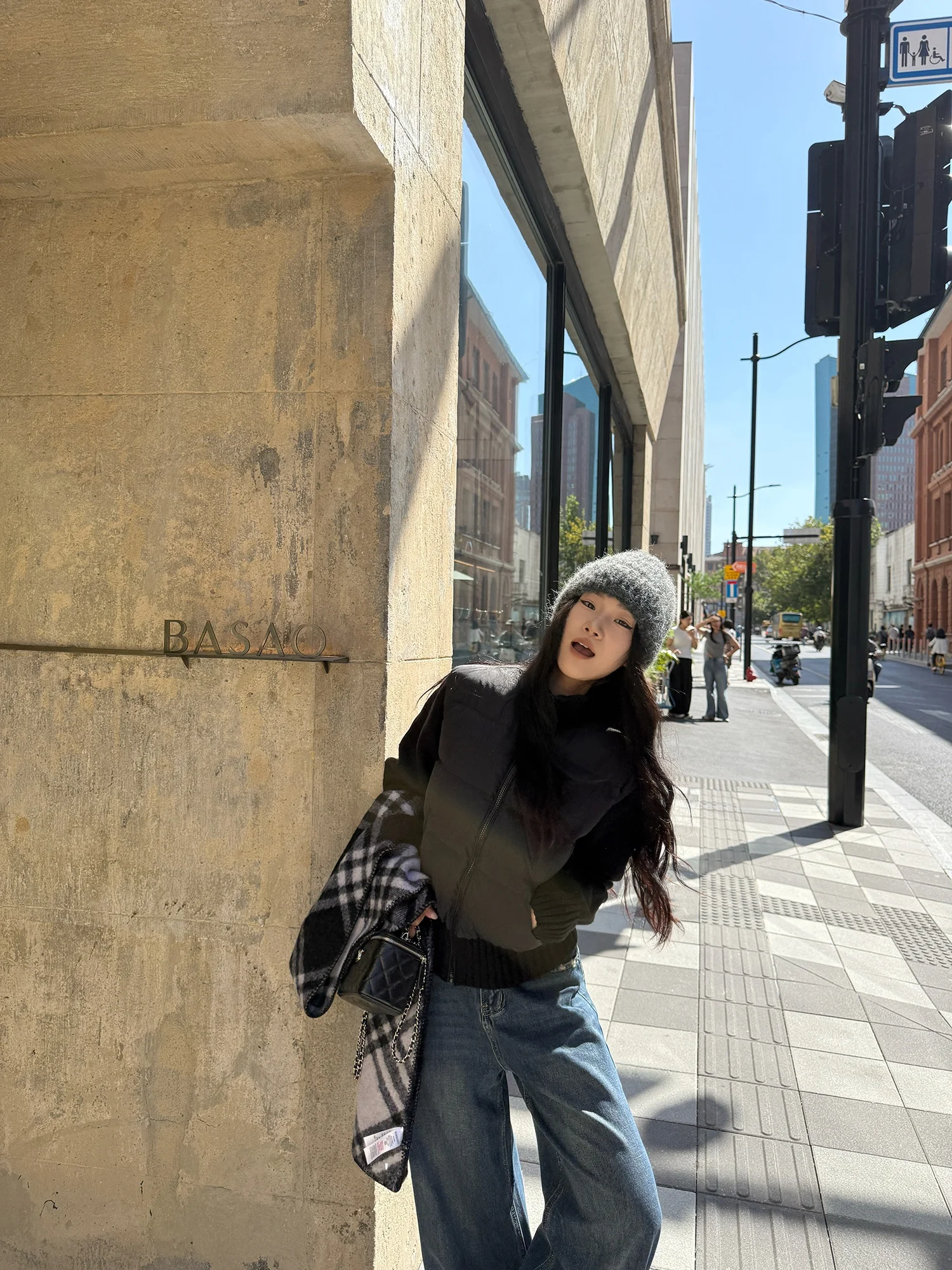 

Babu Studio Women's Quilted Jaet Zipper Warm Commuter Sle Autumn Winter New Arrival Pure Color Patchwork Coat