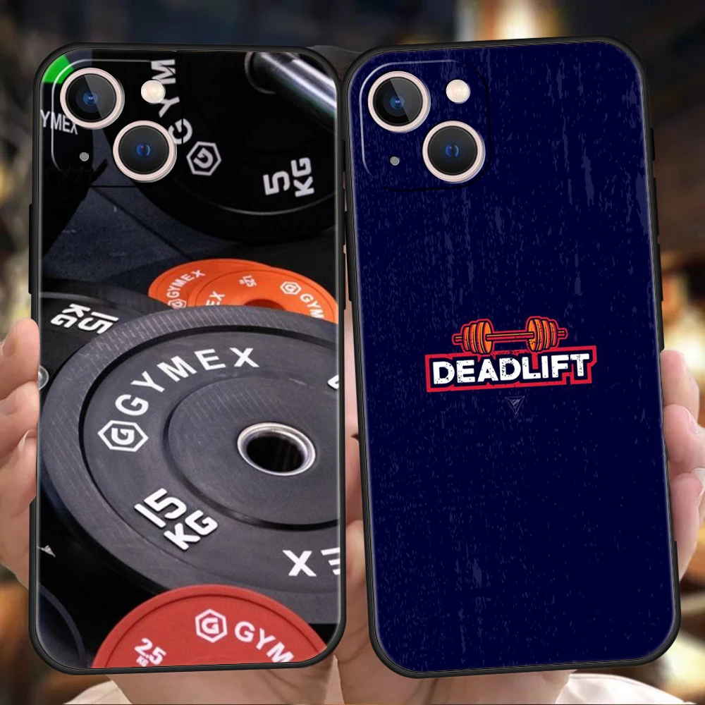 Barbell Deadlift Fitness Phone Case Cover for iPhone 16 15 14 13 12 Pro Max XR XS 11 7 8 Plus Shockproof Silicone Soft Shell Bag