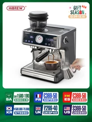 HiBREW Sistema de caldera doble Barista Pro 20Bar Bean to Espresso Cafetera Cafetera con Kit completo para cafetería Hotel restaurante H7A