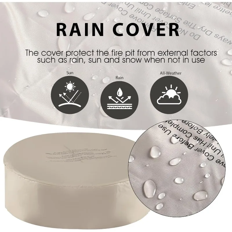 Outdoor Propano Fire Pit Table, Concreto Rodada Firepit Gás, Lava Rocks e Rain Cover, 31,5 ", 50.000 BTU