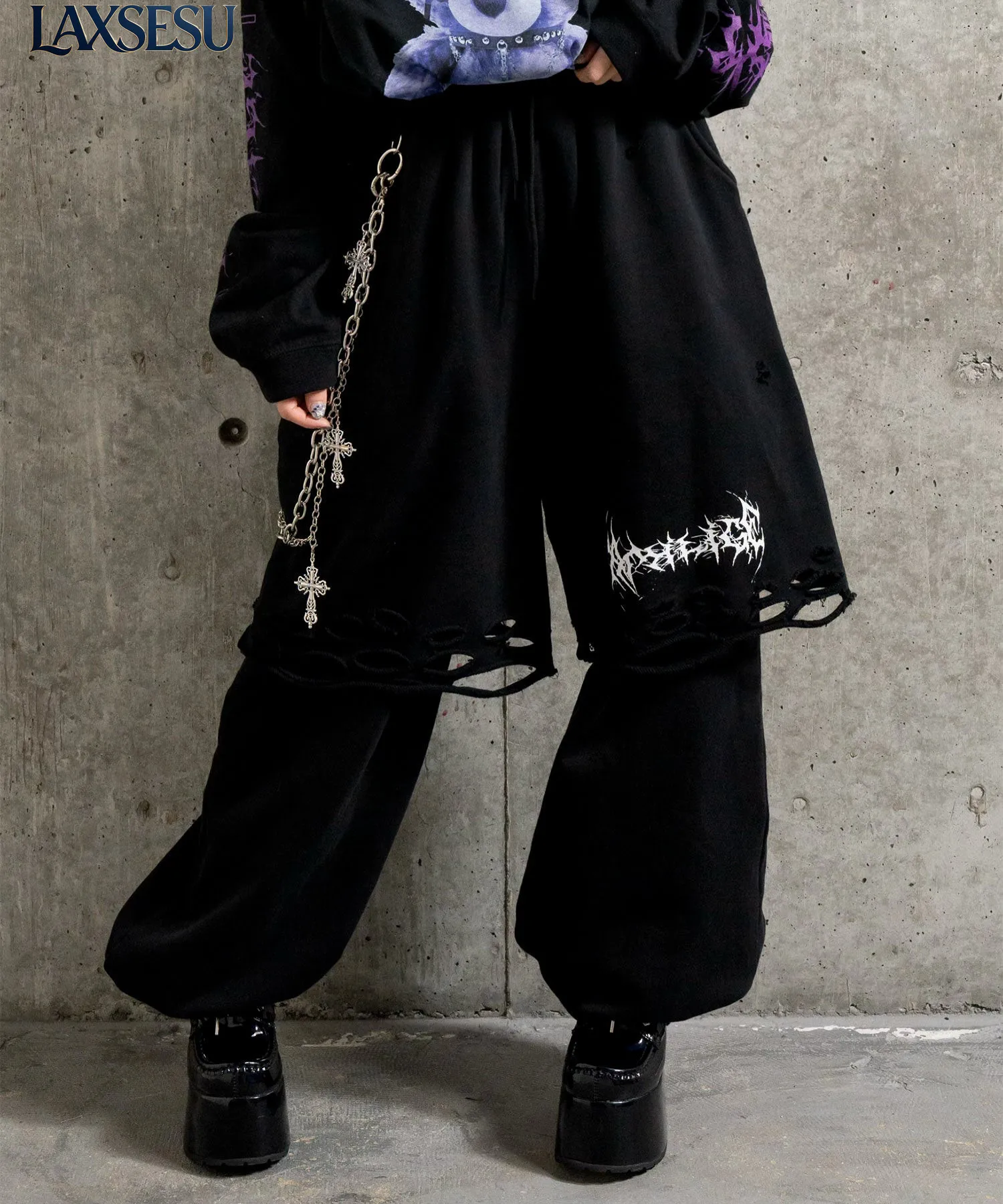 Japanese Style Y2k Pants for Women Subculture Punk Spring Autumn Women's Loose Trousers Ripped Double Layer Casual Sweatpants