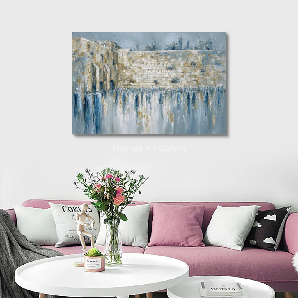 Oversized Panoramic Jerusalem Kotel Art Prints HD Beige Gold Plaza Kotel Modern Decor for Contemporary Living Room Sofa Wall
